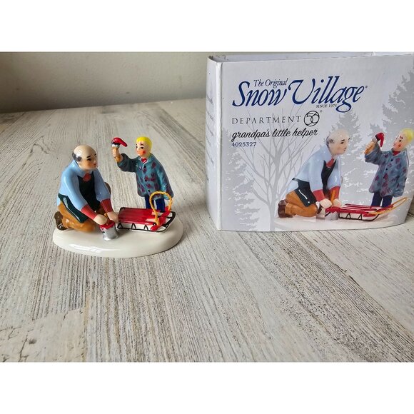 Dept 56 Grandpa's Little helper 4025327 Snow village sled people accessory Xmas - Picture 1 of 8